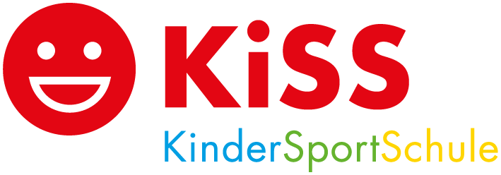 Das KISS-Logo zeigt ein rotes Lächelgesicht neben buntem Schriftzug für die Kindersportschule des Vereins in Landshut.